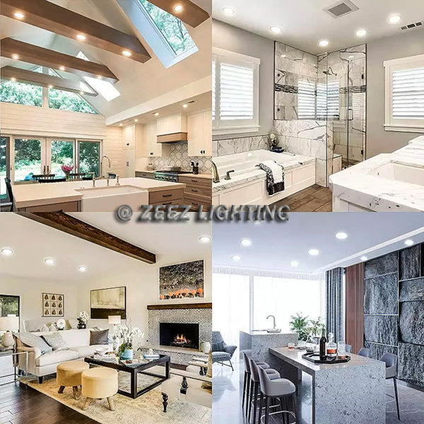 ZEEZ Lighting - 4-Inch 9W 780LM / 6-Inch 15W 1275LM / 8-Inch 18W 1900LM Selectable 5CCT Dimmable LED Recessed Ceiling Panel Light Canless Downlight w/ Junction Box 